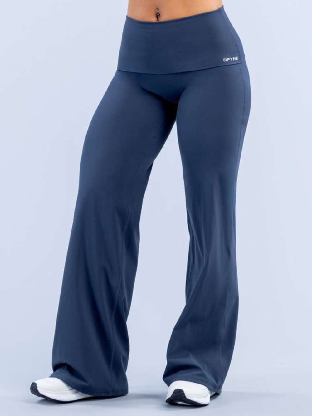 Dfyne Navy Origin Fold Over Wide Leg Pants